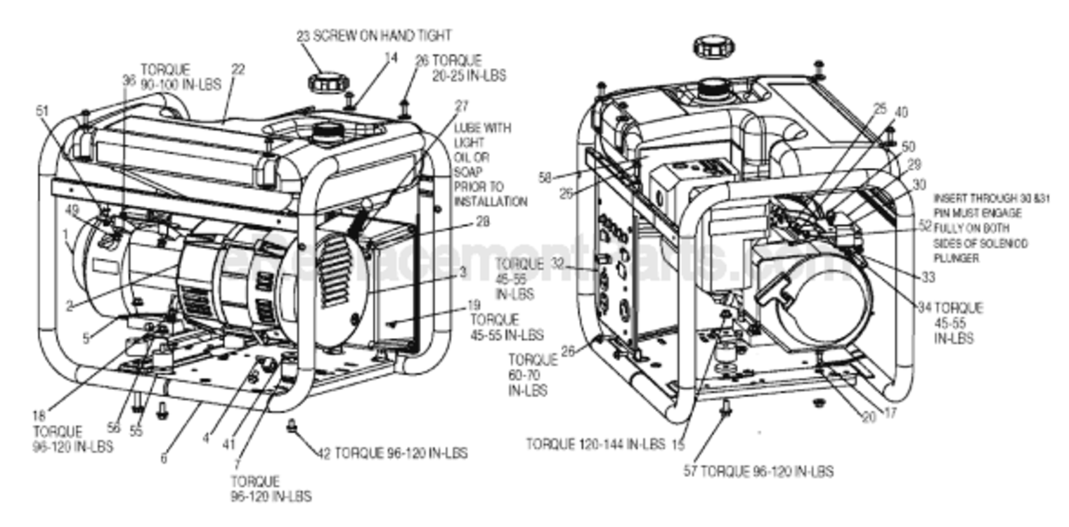 Page A Diagram and Parts List for CH350IS Type 0 Porter Cable Generator